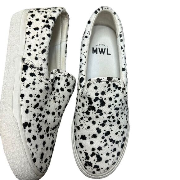 EUC Madewell Sidewalk Slip-On splatter paint dyed real calf hair Sneakers 8.5 - Picture 1 of 12